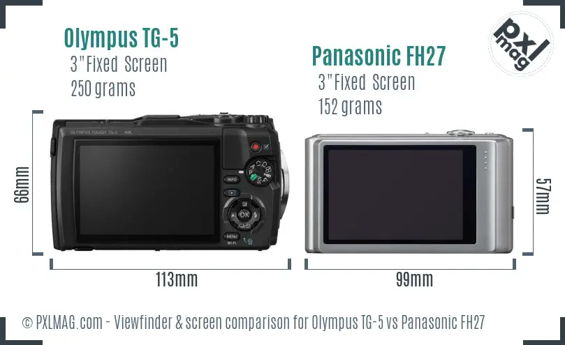 Olympus TG-5 vs Panasonic FH27 Screen and Viewfinder comparison