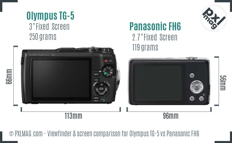 Olympus TG-5 vs Panasonic FH6 Screen and Viewfinder comparison