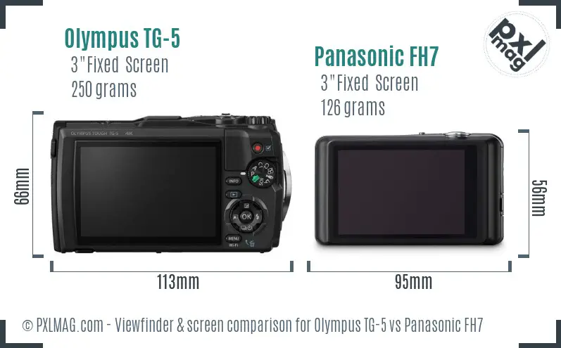 Olympus TG-5 vs Panasonic FH7 Screen and Viewfinder comparison