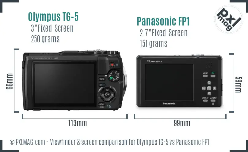 Olympus TG-5 vs Panasonic FP1 Screen and Viewfinder comparison