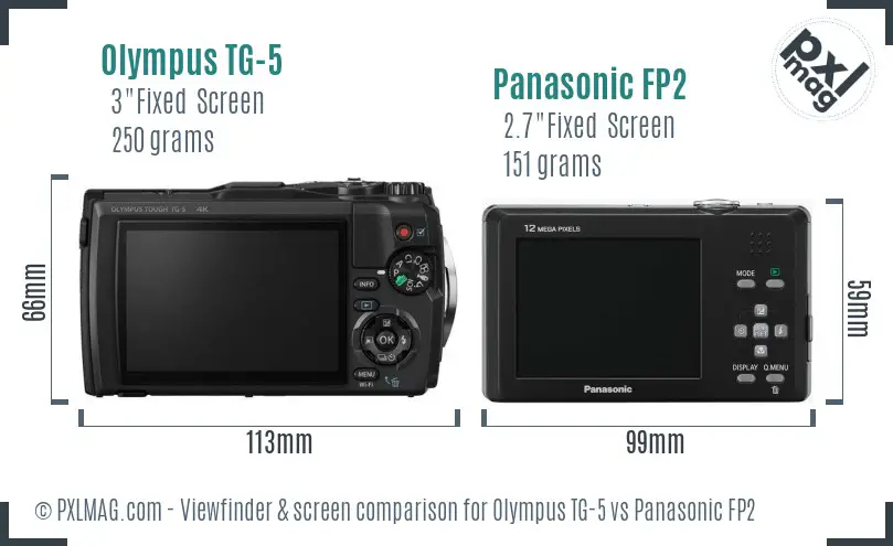 Olympus TG-5 vs Panasonic FP2 Screen and Viewfinder comparison