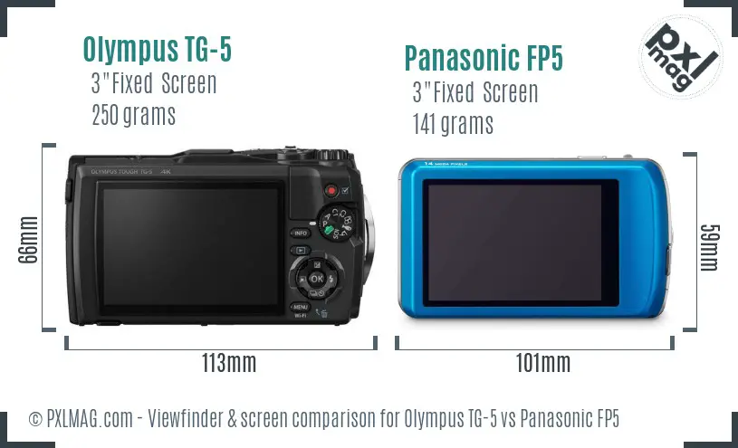 Olympus TG-5 vs Panasonic FP5 Screen and Viewfinder comparison