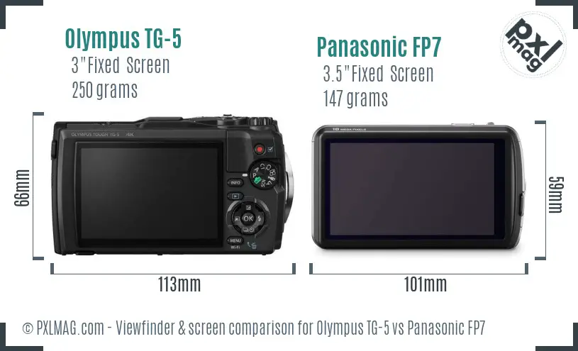 Olympus TG-5 vs Panasonic FP7 Screen and Viewfinder comparison