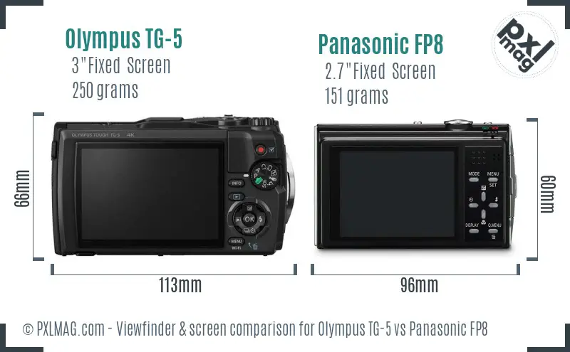 Olympus TG-5 vs Panasonic FP8 Screen and Viewfinder comparison