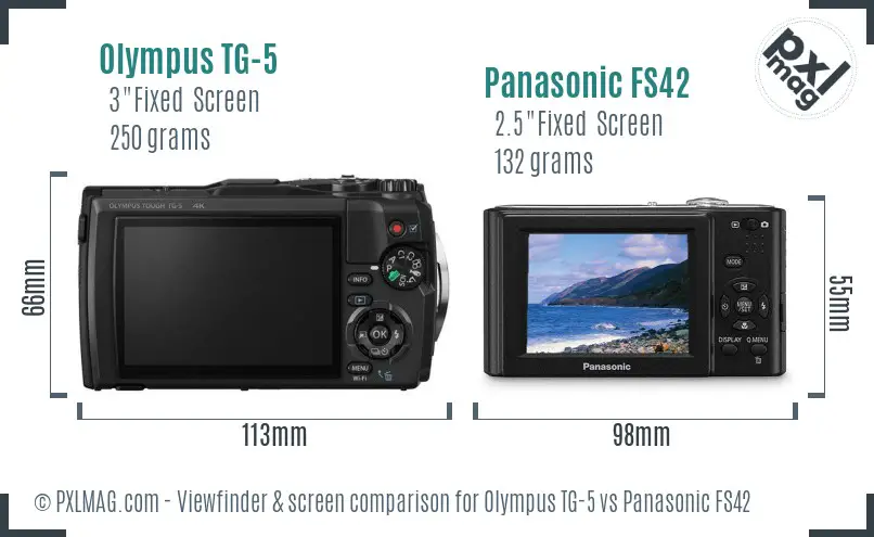 Olympus TG-5 vs Panasonic FS42 Screen and Viewfinder comparison