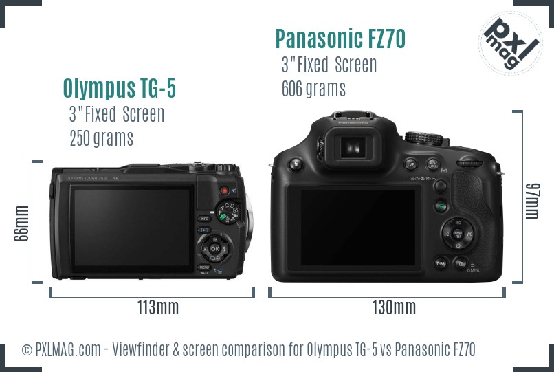Olympus TG-5 vs Panasonic FZ70 Screen and Viewfinder comparison
