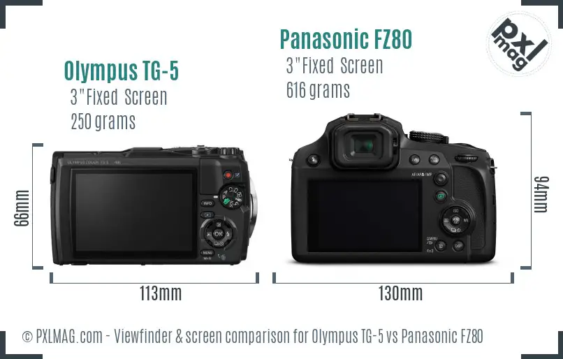 Olympus TG-5 vs Panasonic FZ80 Screen and Viewfinder comparison