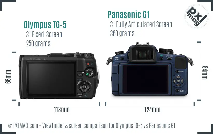 Olympus TG-5 vs Panasonic G1 Screen and Viewfinder comparison