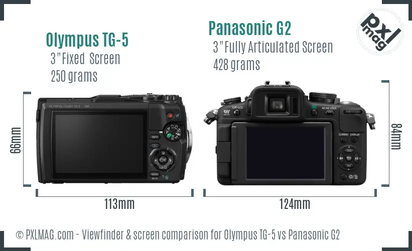 Olympus TG-5 vs Panasonic G2 Screen and Viewfinder comparison