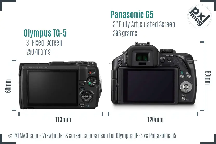 Olympus TG-5 vs Panasonic G5 Screen and Viewfinder comparison