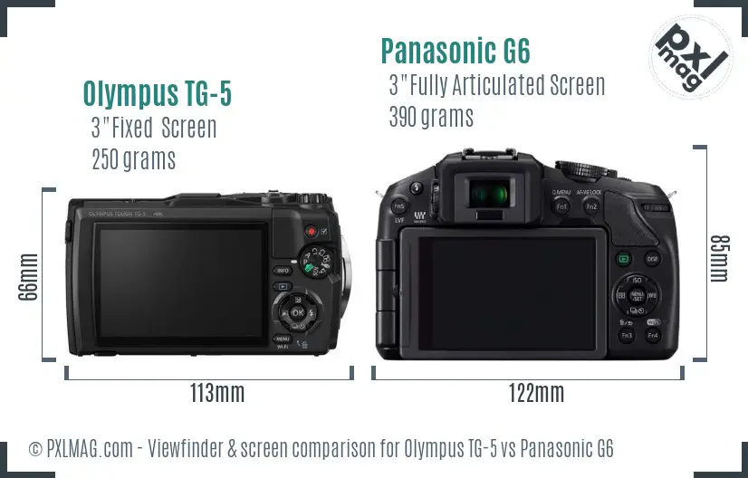 Olympus TG-5 vs Panasonic G6 Screen and Viewfinder comparison