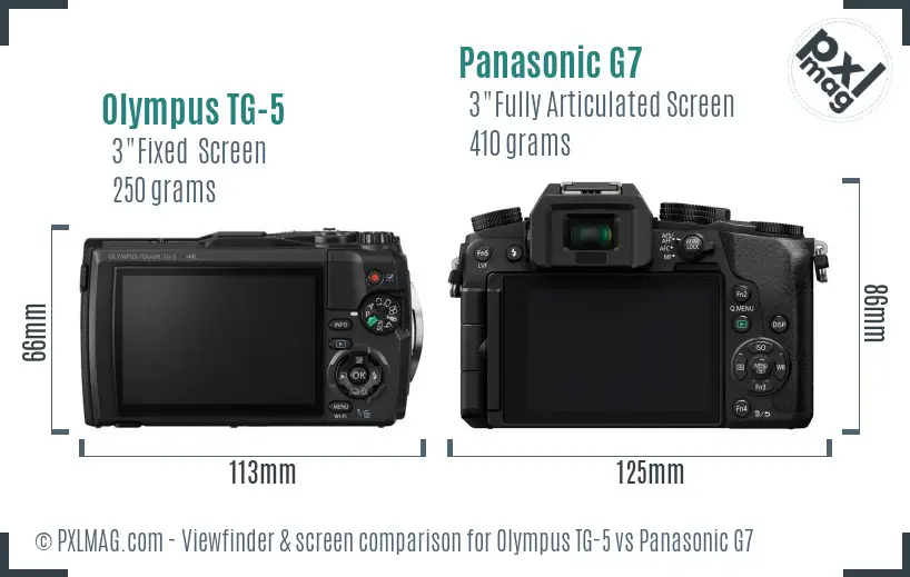Olympus TG-5 vs Panasonic G7 Screen and Viewfinder comparison Olympus TG-5 vs Panasonic G7 Screen and Viewfinder comparison
