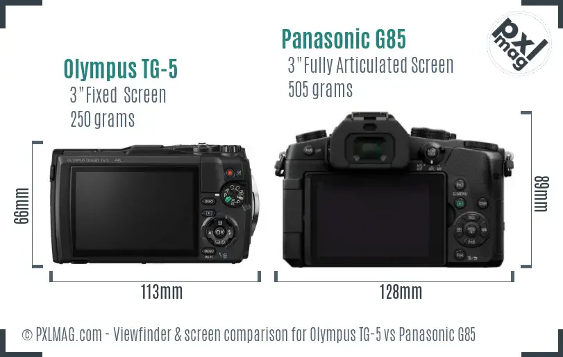 Olympus TG-5 vs Panasonic G85 Screen and Viewfinder comparison Olympus TG-5 vs Panasonic G85 Screen and Viewfinder comparison