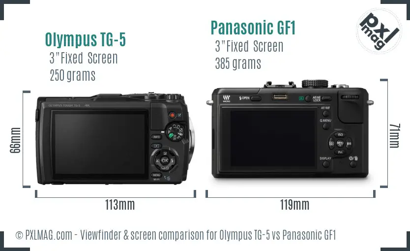Olympus TG-5 vs Panasonic GF1 Screen and Viewfinder comparison