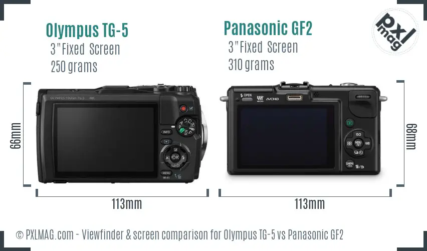 Olympus TG-5 vs Panasonic GF2 Screen and Viewfinder comparison