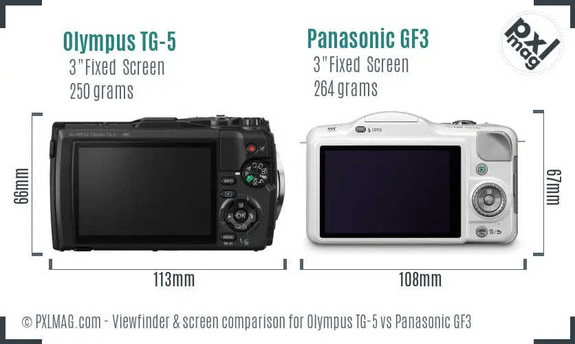 Olympus TG-5 vs Panasonic GF3 Screen and Viewfinder comparison