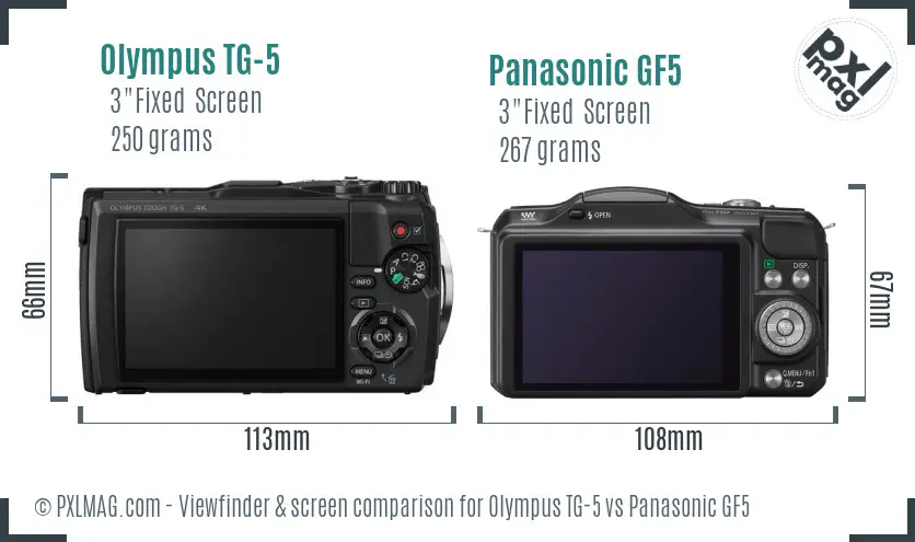 Olympus TG-5 vs Panasonic GF5 Screen and Viewfinder comparison