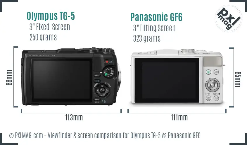 Olympus TG-5 vs Panasonic GF6 Screen and Viewfinder comparison