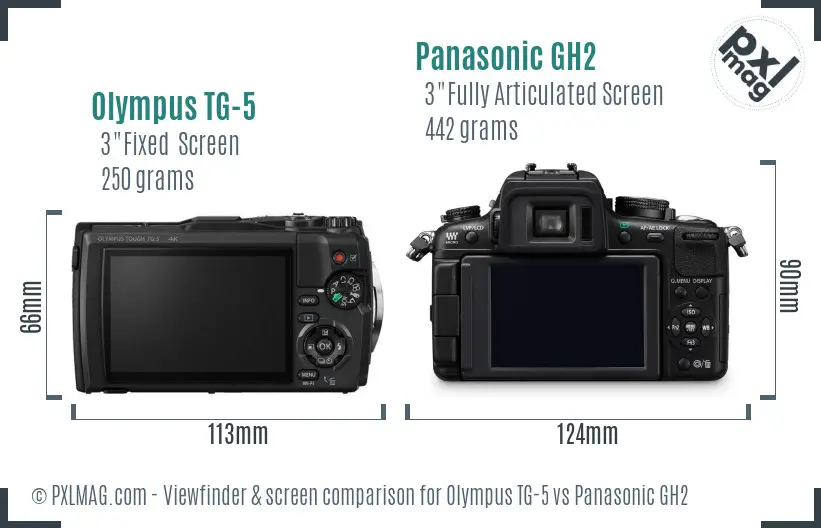 Olympus TG-5 vs Panasonic GH2 Screen and Viewfinder comparison