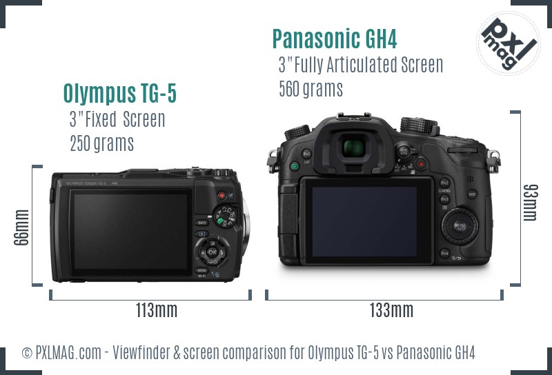 Olympus TG-5 vs Panasonic GH4 Screen and Viewfinder comparison