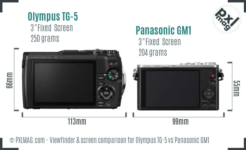 Olympus TG-5 vs Panasonic GM1 Screen and Viewfinder comparison