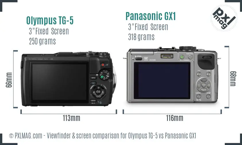 Olympus TG-5 vs Panasonic GX1 Screen and Viewfinder comparison Olympus TG-5 vs Panasonic GX1 Screen and Viewfinder comparison