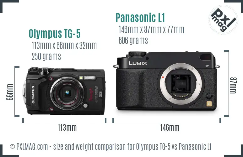 Olympus TG-5 vs Panasonic L1 size comparison Olympus TG-5 vs Panasonic L1 size comparison
