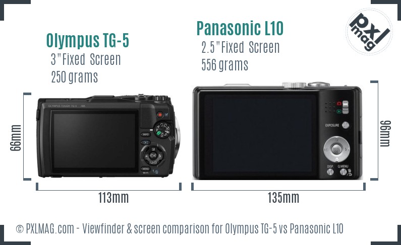 Olympus TG-5 vs Panasonic L10 Screen and Viewfinder comparison