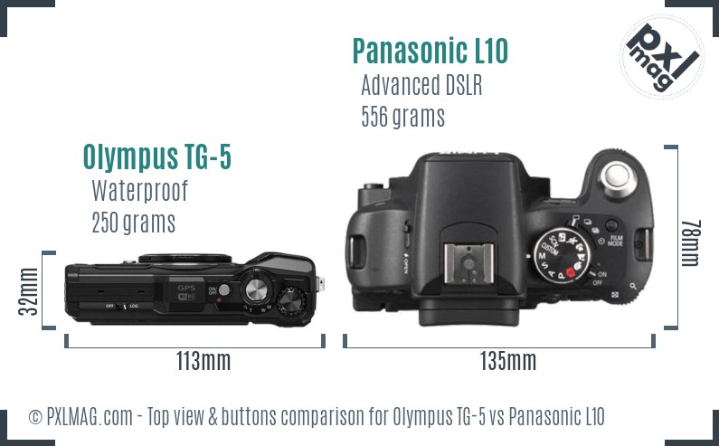 Olympus TG-5 vs Panasonic L10 top view buttons comparison