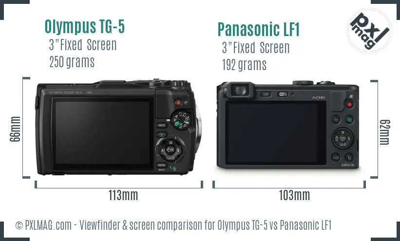Olympus TG-5 vs Panasonic LF1 Screen and Viewfinder comparison