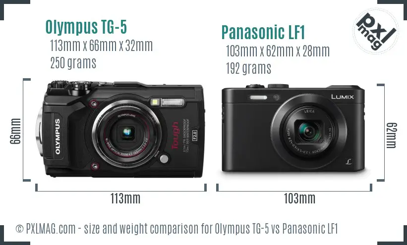 Olympus TG-5 vs Panasonic LF1 size comparison Olympus TG-5 vs Panasonic LF1 size comparison