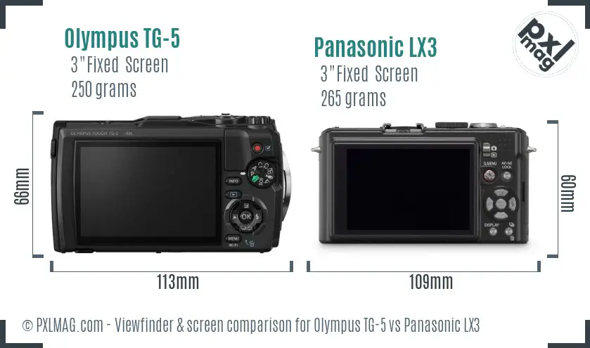 Olympus TG-5 vs Panasonic LX3 Screen and Viewfinder comparison Olympus TG-5 vs Panasonic LX3 Screen and Viewfinder comparison