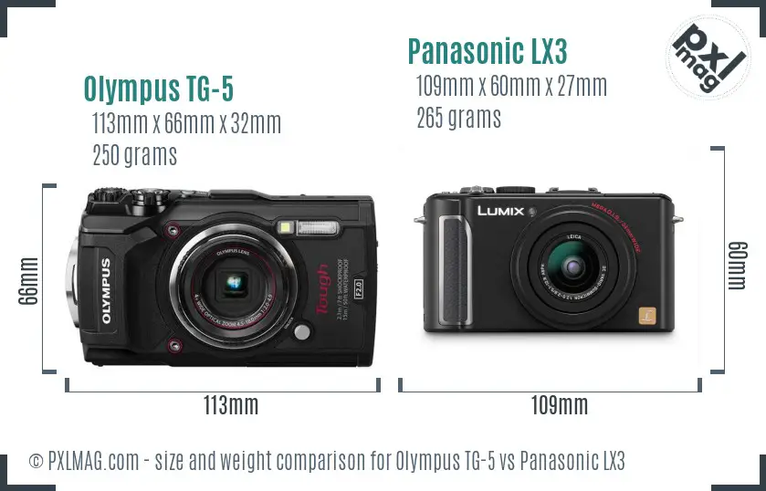 Olympus TG-5 vs Panasonic LX3 size comparison Olympus TG-5 vs Panasonic LX3 size comparison