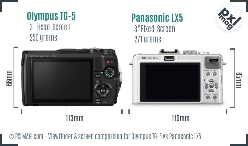 Olympus TG-5 vs Panasonic LX5 Screen and Viewfinder comparison
