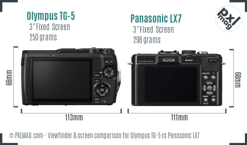 Olympus TG-5 vs Panasonic LX7 Screen and Viewfinder comparison
