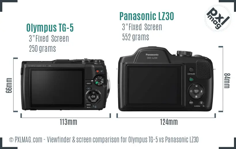 Olympus TG-5 vs Panasonic LZ30 Screen and Viewfinder comparison Olympus TG-5 vs Panasonic LZ30 Screen and Viewfinder comparison