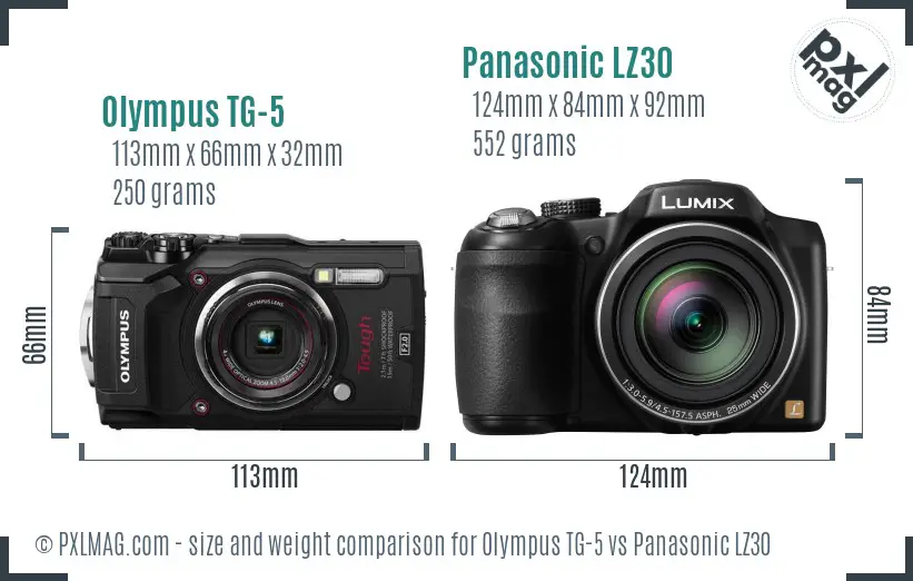 Olympus TG-5 vs Panasonic LZ30 size comparison Olympus TG-5 vs Panasonic LZ30 size comparison
