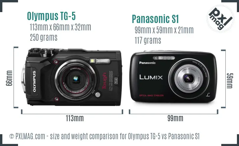 Olympus TG-5 vs Panasonic S1 size comparison