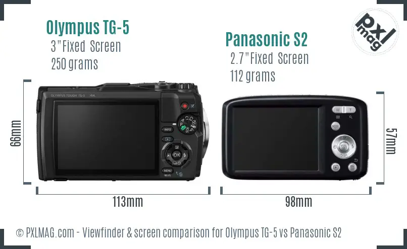 Olympus TG-5 vs Panasonic S2 Screen and Viewfinder comparison