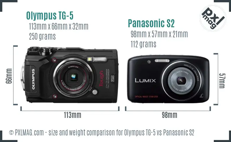 Olympus TG-5 vs Panasonic S2 size comparison