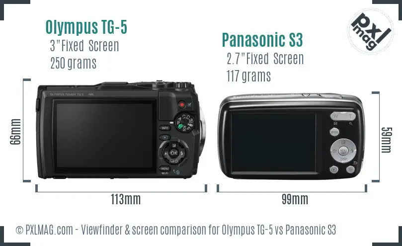 Olympus TG-5 vs Panasonic S3 Screen and Viewfinder comparison