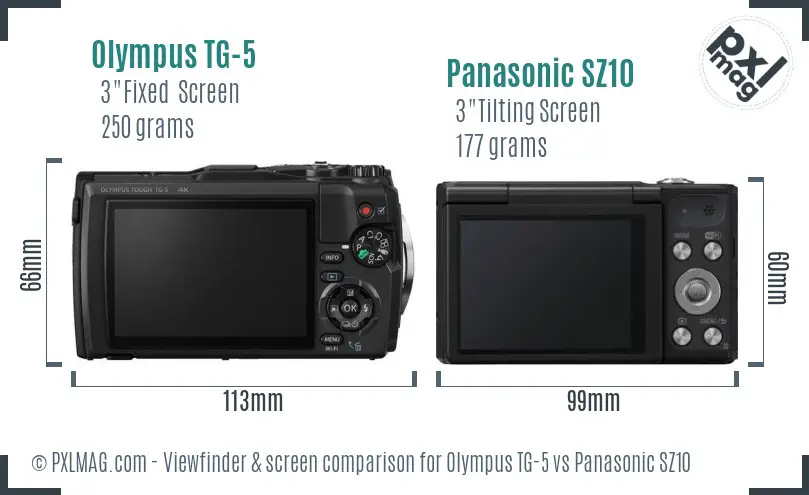 Olympus TG-5 vs Panasonic SZ10 Screen and Viewfinder comparison Olympus TG-5 vs Panasonic SZ10 Screen and Viewfinder comparison