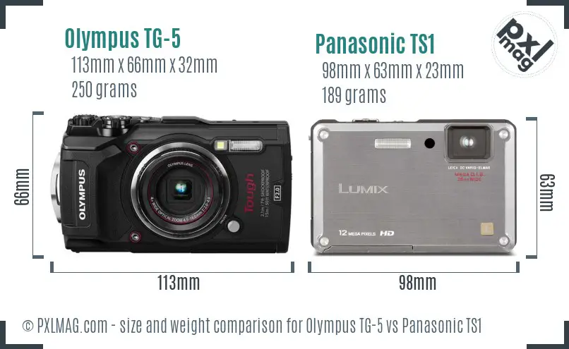 Olympus TG-5 vs Panasonic TS1 size comparison