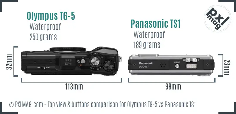 Olympus TG-5 vs Panasonic TS1 top view buttons comparison