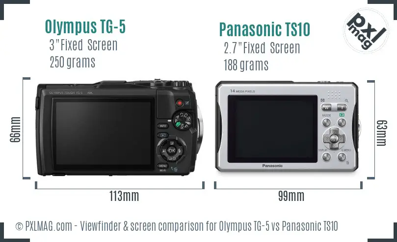 Olympus TG-5 vs Panasonic TS10 Screen and Viewfinder comparison