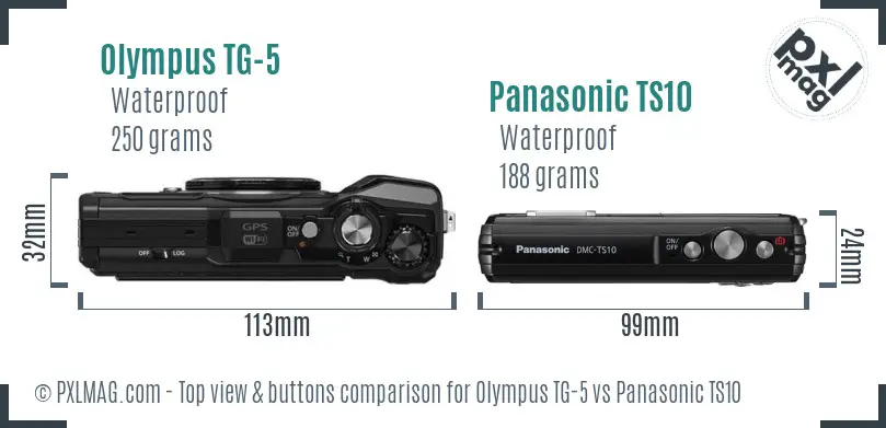 Olympus TG-5 vs Panasonic TS10 top view buttons comparison