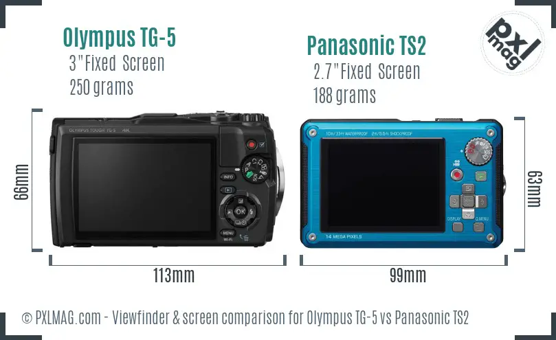Olympus TG-5 vs Panasonic TS2 Screen and Viewfinder comparison
