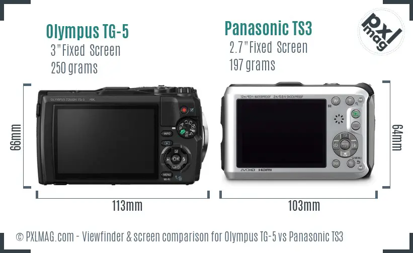 Olympus TG-5 vs Panasonic TS3 Screen and Viewfinder comparison