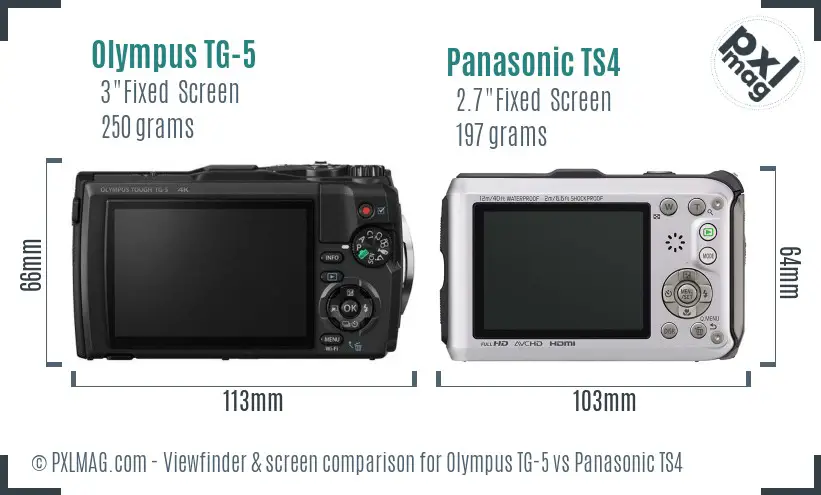 Olympus TG-5 vs Panasonic TS4 Screen and Viewfinder comparison