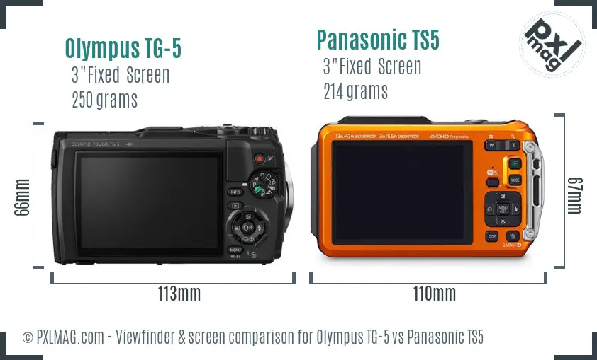 Olympus TG-5 vs Panasonic TS5 Screen and Viewfinder comparison